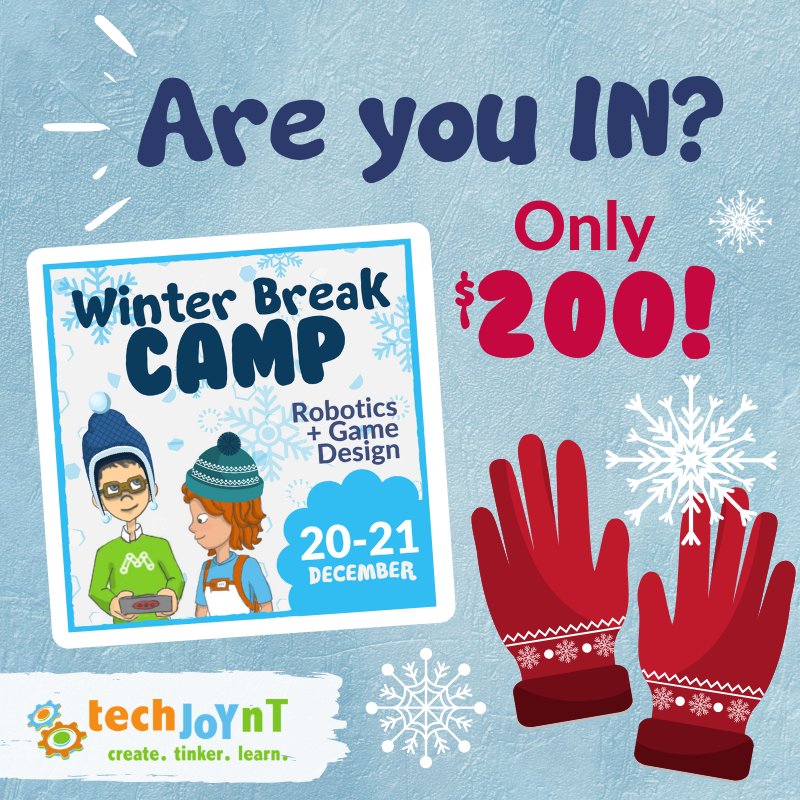 If your child is a great builder and loves LEGO's, robots, technology and video games, then he or she will really enjoy our Robotics &amp; Game Design Winter Camps 😎 

🎄 December 2-Day STEM Camp: techjoynt.com/producto/stem-…
☃️ January 3-Day STEM Camp techjoynt.com/producto/stem-…