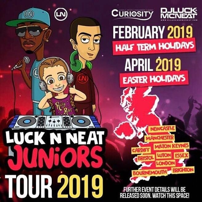 Luck &amp; Neat Juniors 2019 TOUR Now Confirmed! 👧🏽🧑🏼🤸‍♀️🎡🍭🍦

This Awesome Fun Packed Family Event Will Be Coming To A City Near You!

Venue Details, Locations &amp; Dates Will Be Released Soon! 🙌🏼🙌🏼🙌🏼

Watch This Space 👀
#SchoolToOldSkool