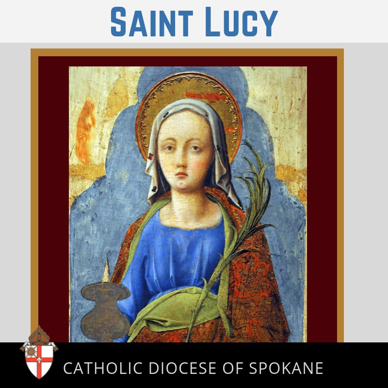 A 4th-century martyr, mentioned in the Roman Canon, or Eucharistic Prayer I. St. Lucy's feast comes during the darkest time of the year; her feast then is often celebrated as a feast of light in northern Europe. St. Lucy, pray for us!