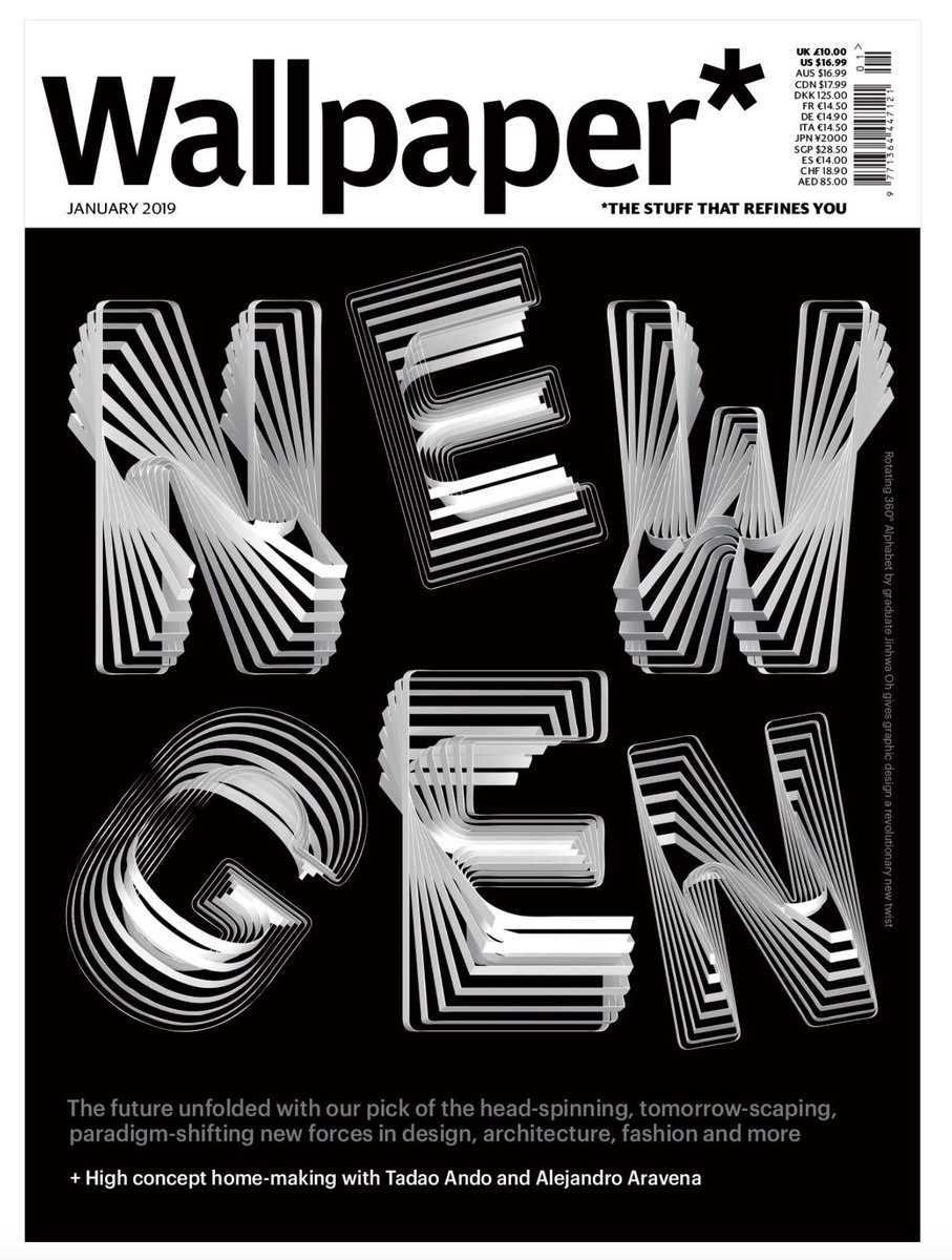 Draw Down Books (@drawdownbooks) on Twitter photo “Rotating 360º Alphabet... gives graphic design a revolutionary new twist.”
Love the cover of this new issue of <a href="/wallpapermag/">Wallpaper*</a> - featuring type by recent <a href="/risd_gd/">RISD Graphic Design</a> grad Jinhwa Oh. #NewGen #typography #JihnwaOh
bit.ly/2RSb1TW “Rotating 360º Alphabet... gives graphic design a revolutionary new twist.”
Love the cover of this new issue of <a href="/wallpapermag/">Wallpaper*</a> - featuring type by recent <a href="/risd_gd/">RISD Graphic Design</a> grad Jinhwa Oh. #NewGen #typography #JihnwaOh
bit.ly/2RSb1TW