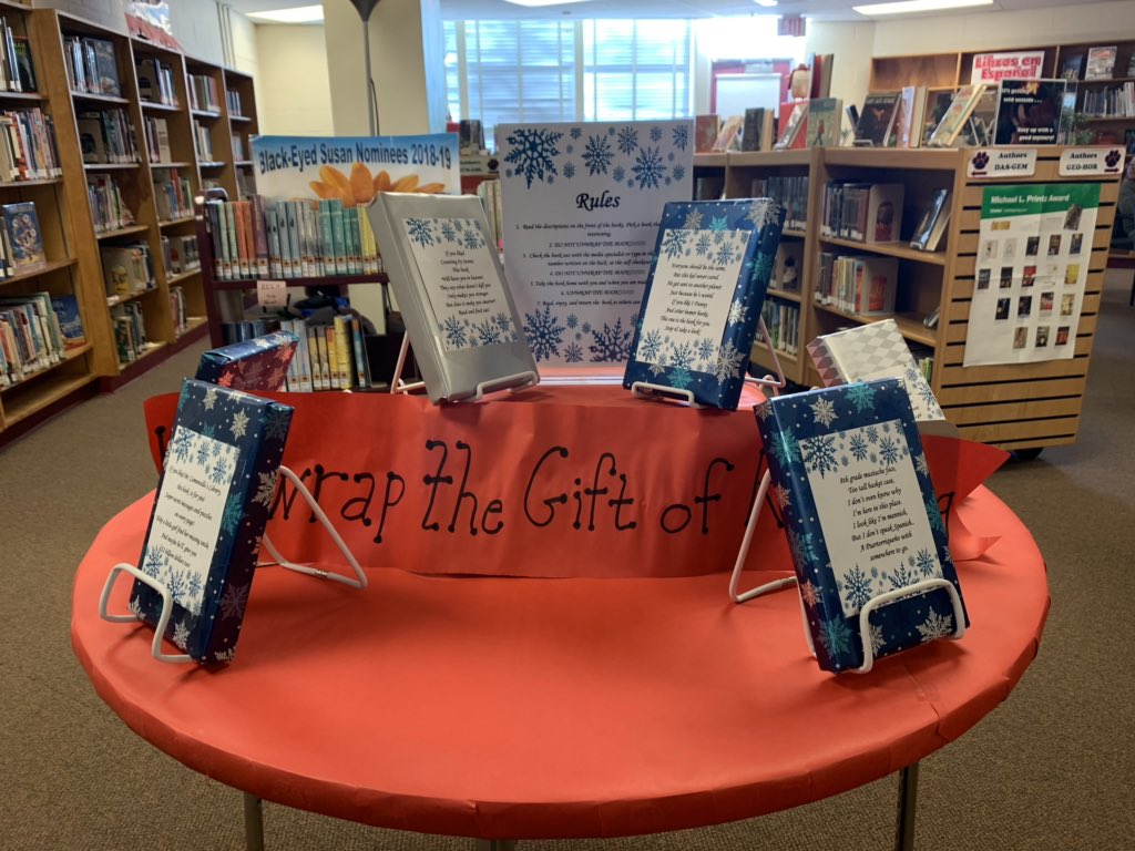 NMMSLibrarian's tweet photo. Hey, #NMMS! Stop by the media center and unwrap the gift of reading. @MollerMichele @NMMSPRINCIPAL @NMMS_Chorus @nmmsptsa @NMMSCounselors @NMMS_Cheer @APPutman_NMMS https://t.co/IX0a4gS4F0