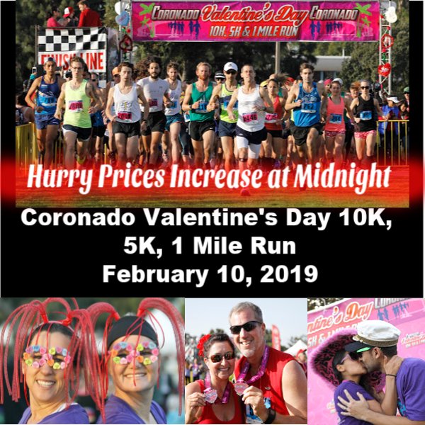 24 Hours until Price Increase - Valentine's Day 10K, 5K, and 1 Mile Run - Feb. 10, 2019 conta.cc/2EtfhWP