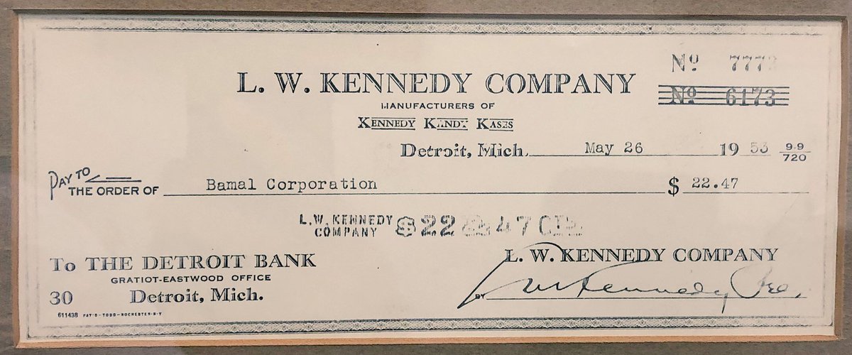 65 years in business, we have a lot to be thankful for!  The is the first check we ever received #fasteners