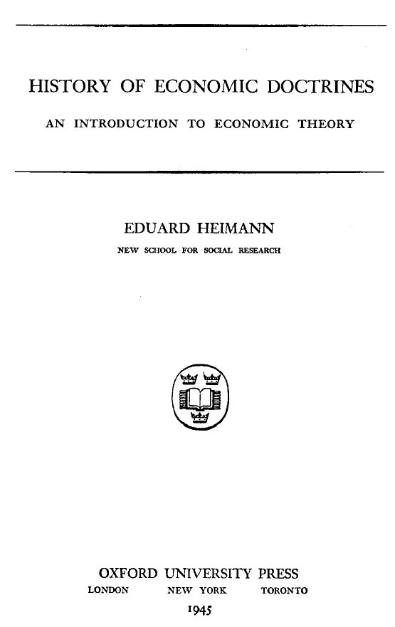 18c\\ Heimann, professor at the University of Hamburg ( @unihh), also fled, moving to the New School ( @TheNewSchool). He was a social economist (and religious socialist), searching a third way between capitalism and communism. He published a HET book: History of Economic Doctrines.