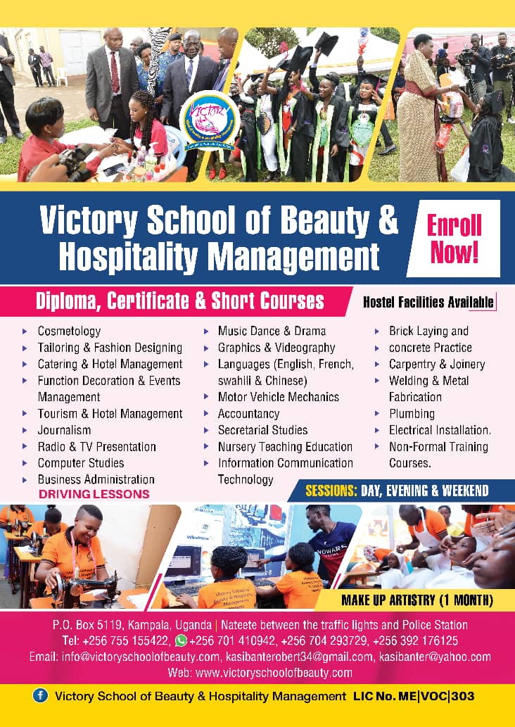 At Vctory school of Beauty and Hospitality Management we are open for admissions.....find us at Nateete Kampala
#skillinguganda #yourskillyourjobyourfuture
@kafeerofdn
@ujamaatribe 
@edwardsekandi1
