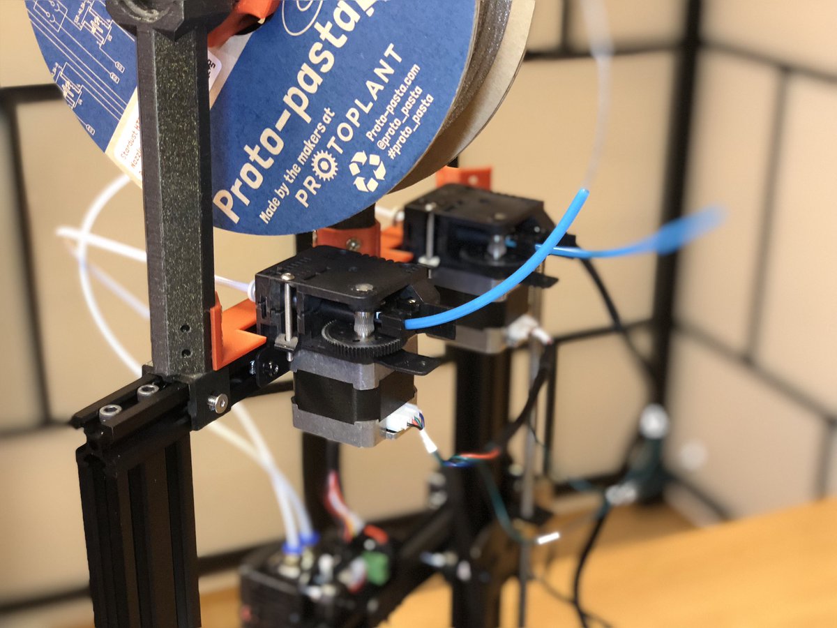 FilamentFrenzy's tweet image. Test fit of a slight remix of the EPIC @_Tinkerz #TopSpooler using @tinkercad to accommodate the @geeetech A10M 😮 Printed in @Proto_pasta @toms3dp Tangerine Orange Metallic HTPLA &amp;amp; @Fillamentum Vertigo Galaxy PLA 😃 Printed on the A10M sliced with @Simplify3D #PracticalPrinting