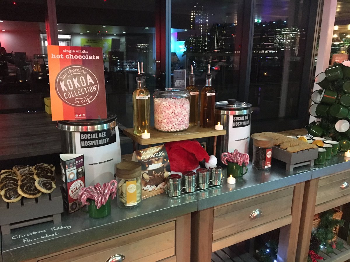 KokoaCollection's tweet image. Christmas party in full swing @AmazonUK @SocialBeeCafe  @BaxterStorey #hotchocolatebar.
