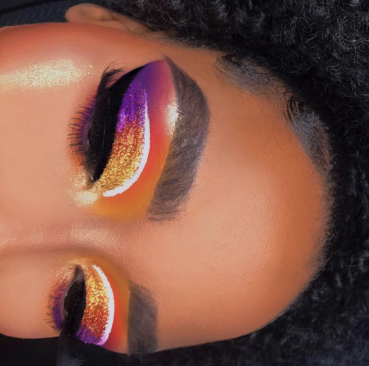 makeupbypamella's tweet photo. MOTD 💜🧡💛✨  
Used 
@MorpheBrushes 35B palette 
@nuemakeup luminous shimmer dust in shades - Mulberry Nova, Coral Orb and Radiant Sheen 
@NYXCosmetics_UK white liquid eyeliner 
@rimmellondonuk ink me eyeliner in black 
@berrieslashes in style Tahiti https://t.co/wfUvNM3YbH