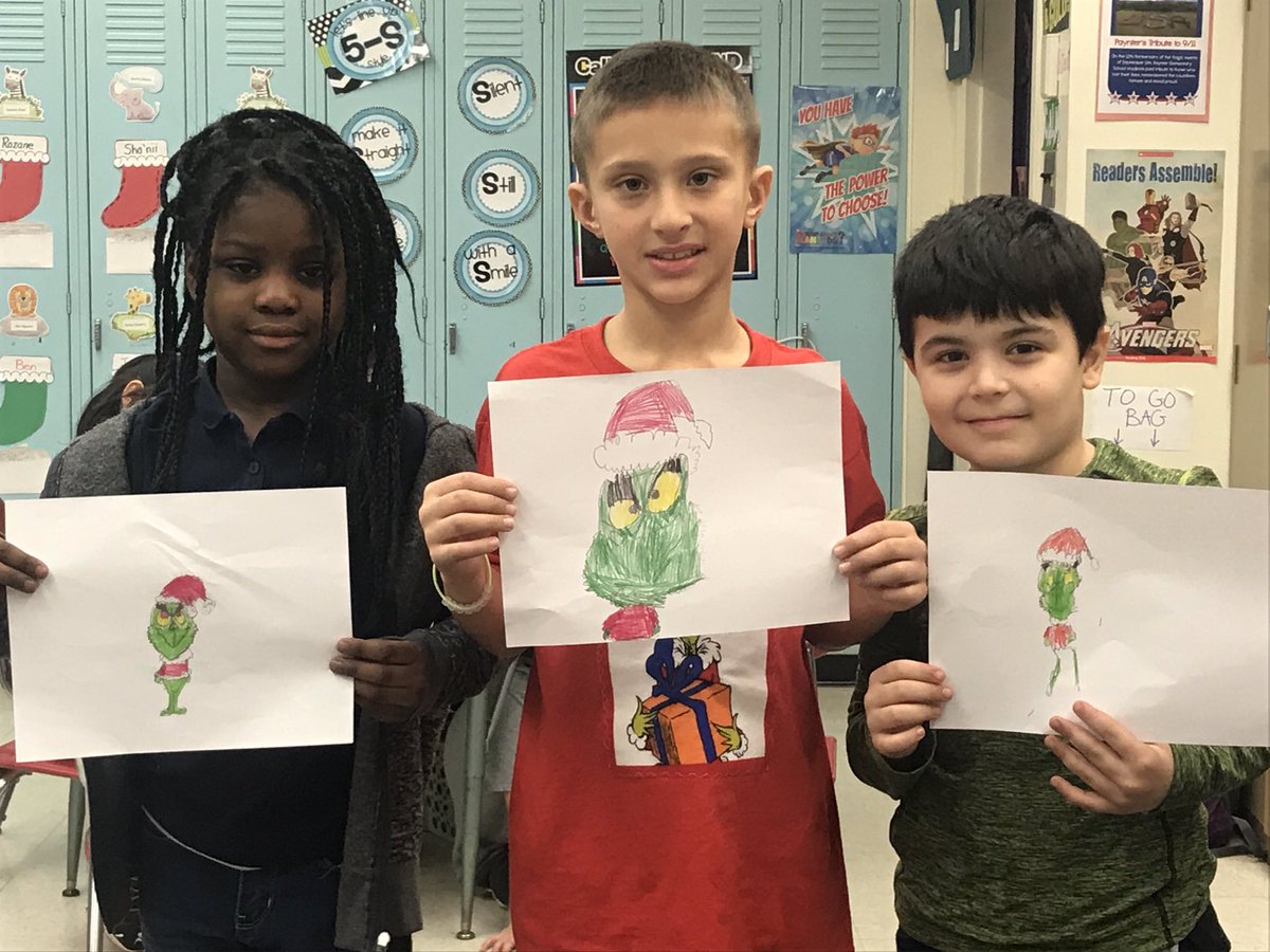 misspetrilla's tweet image. We finished out #grinchday with a #directeddrawing by @ArtforKidsHub  #artistsintraining #tistheseason