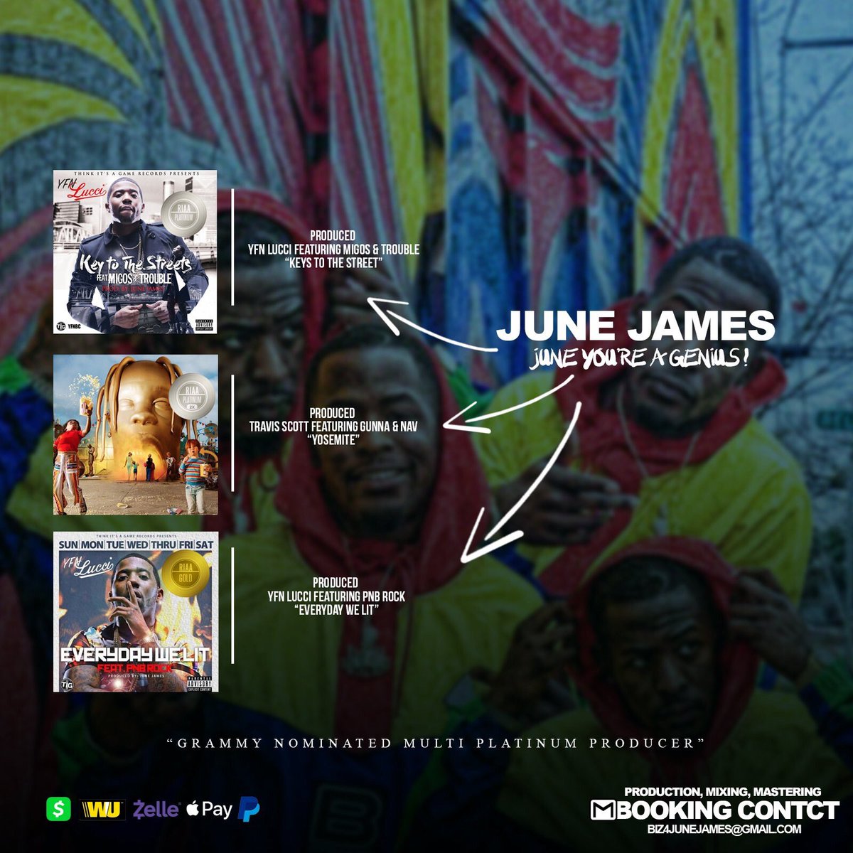 JuneTheJenius's tweet photo. Lookin 4 ya next hit? Shop wit me!! BEATS,MIXING &amp; MASTERING!! 💿📀💰....da work speaks for itself ...SERIOUS INQUIRIES ONLY!! 🚫🧢#juneyoureajenius #junejames #thehitcartel https://t.co/RzkEcvtTUl