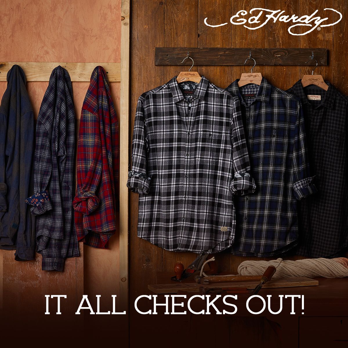 EdHardy_India's tweet photo. Your winter wardrobe is nothing without grindles and melanges.
#EdHardy #EdHardyIndia #CheckedShirts #Menswear #AutumnWinter18 #TheArtofCult https://t.co/3tcfQUOKPw