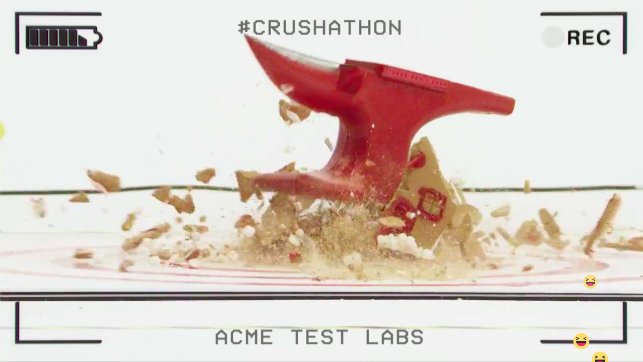 AcmeCEO's tweet photo. Absolute proof ACME anvils are invincible #Crushathon 

Watch LIVE: https://t.co/JHqw02VHxJ https://t.co/RurZETJO5q