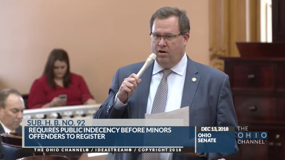OhioSenateGOP's tweet photo. Senator @Kevin_BaconOH urges support of #HB92 protecting children from indecent exposure. https://t.co/5vxmX37Oko