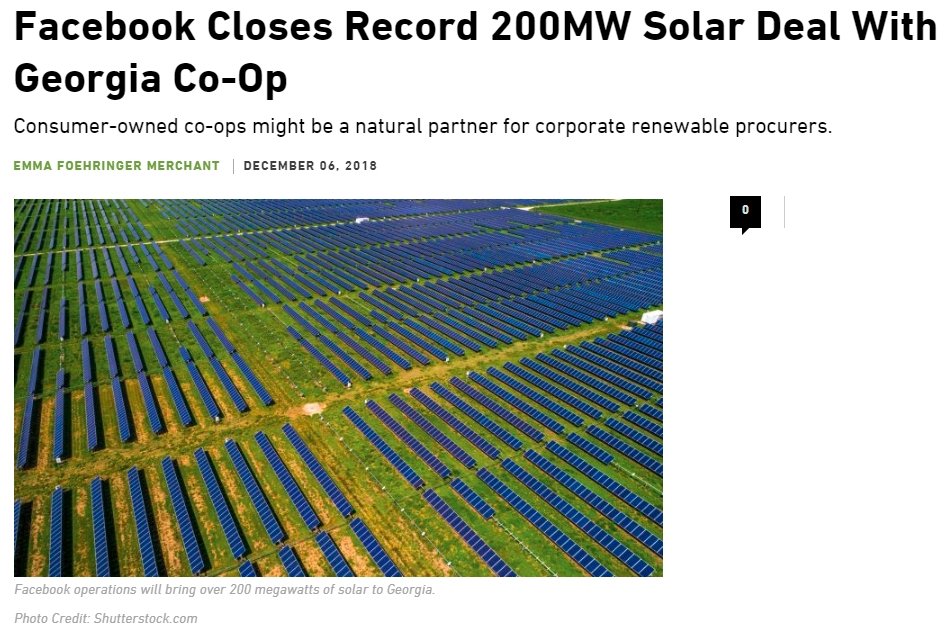 NatorzOrg's tweet photo. Greentech Media: #Facebook Closes Record 200MW #Solar Deal With #Georgia Co-Op
#ClimateChange #Haiku
Non-profit co-op
Sealed solar deal with Facebook.
Climate justice won.
#Renewable #CoOp #NonProfit #ClimateJustice #Electricity… https://t.co/RHTckdrsgI https://t.co/Ifg1RKguOH