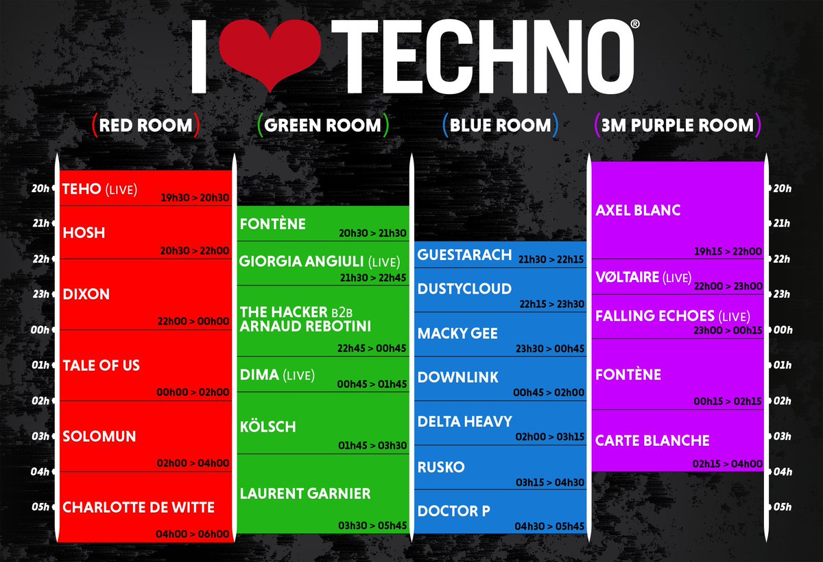 ILTEurope's tweet photo. Petite modification de la timetable ! 👌 Rien qui ne va bouleverser gravement vos plans ! ❤️ D'ailleurs, quel est votre programme pour la nuit ? 🧐
🎫 https://t.co/ns11ChWNsj
#ILoveTechno #ILT2018 https://t.co/Tykb0kGdYD