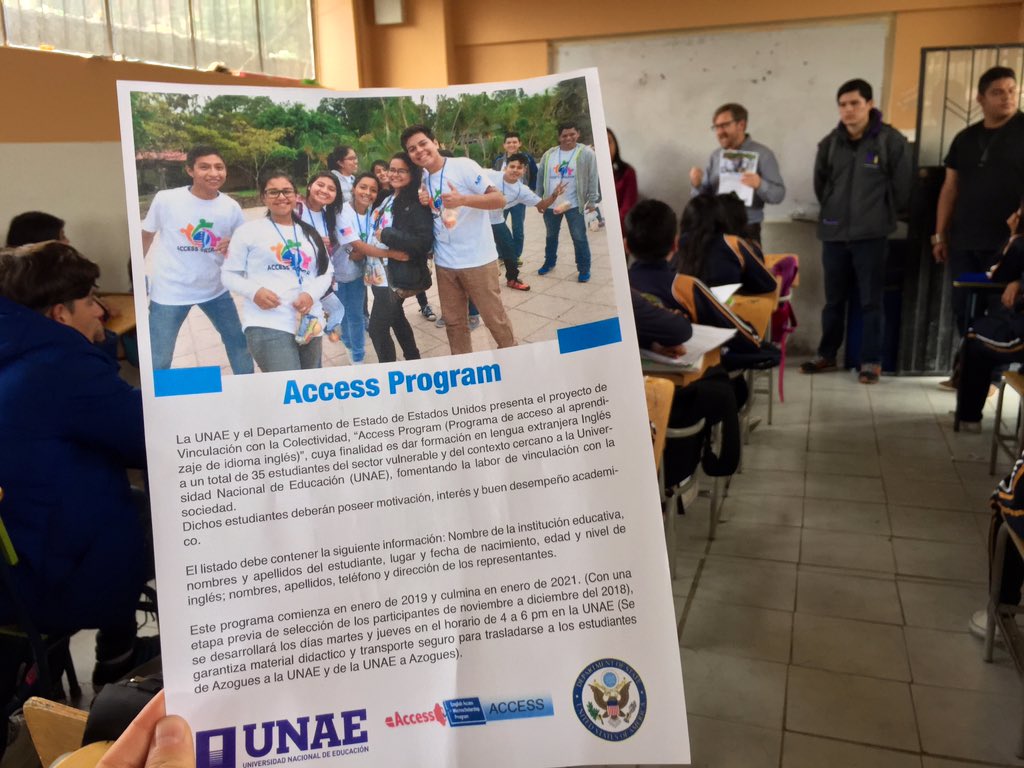 UNAEcuador's tweet image. #ProgramasUNAE Hoy se socializó con varios colegios de #Azogues el programa “Access Program” (programa de acceso al aprendizaje del idioma inglés). Entérate de qué se trata 👇