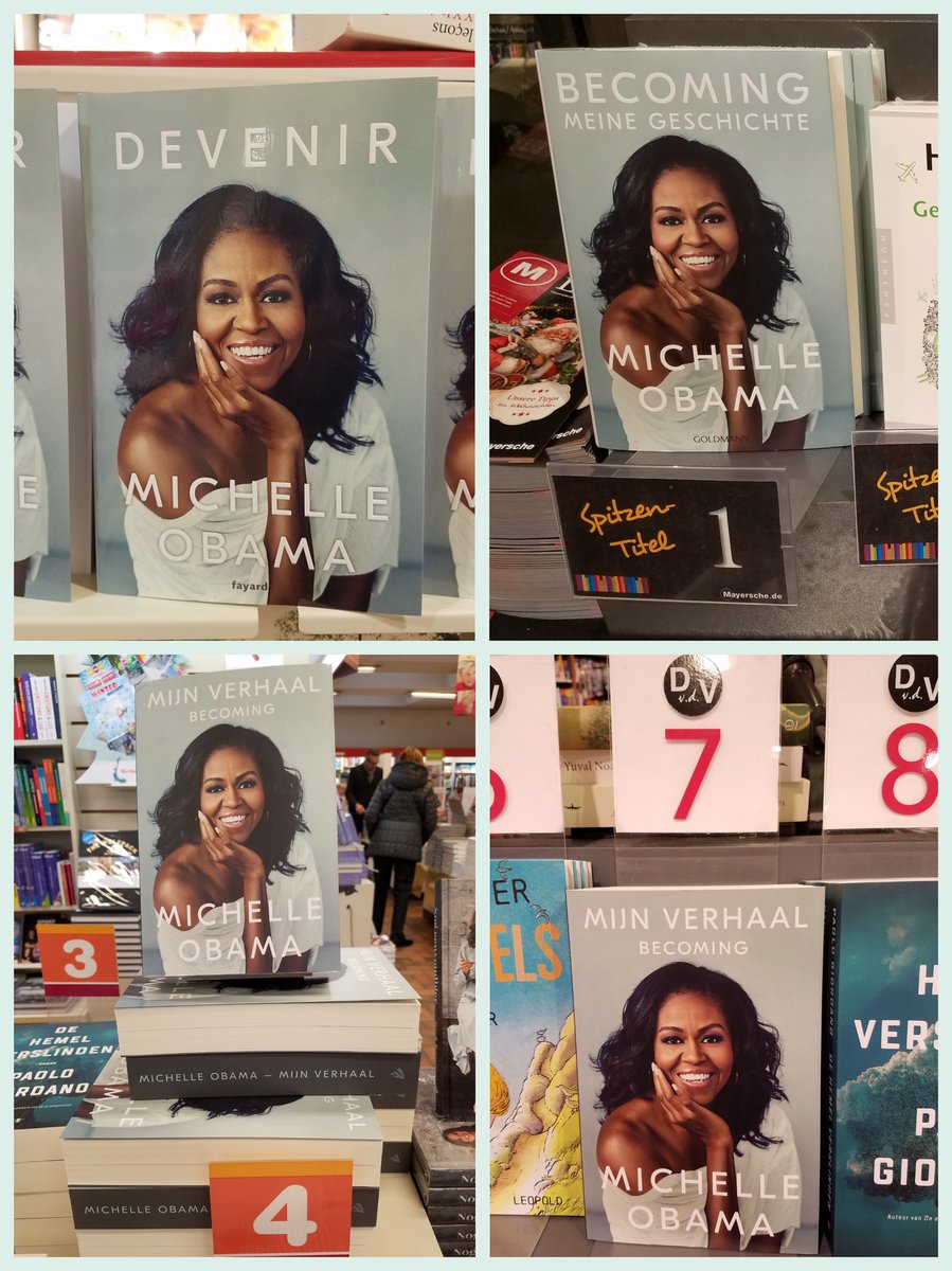 ThisIsMomF's tweet photo. Happy to find @MichelleObama's book #Becoming on the top 10 list in all four countries I traveled to in the last 2 weeks - France, Germany, Belgium AND The Netherlands! Hoping to find one under the Christmas tree! #IAmBecoming https://t.co/AMLgfPf2L5