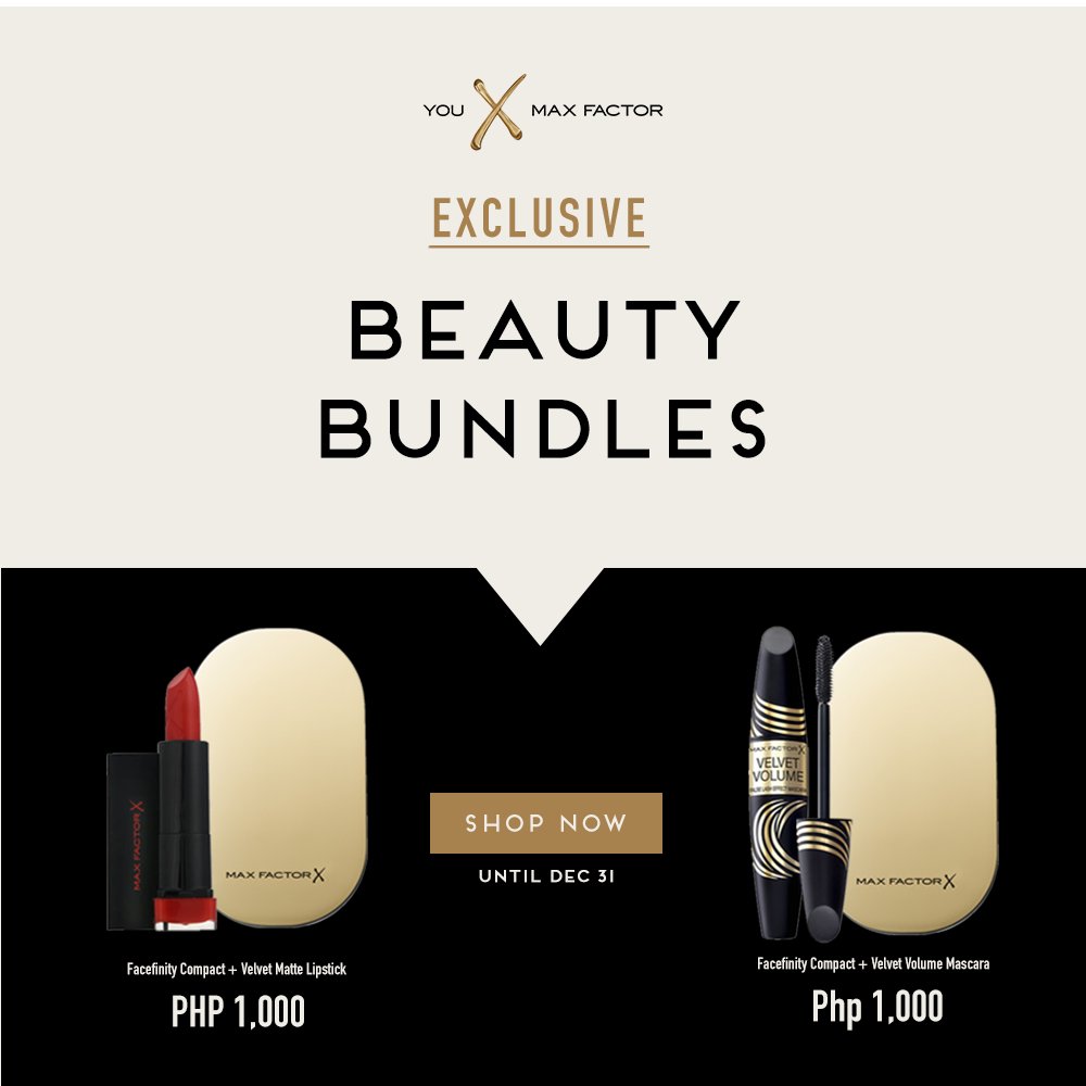 MaxFactorPH's tweet image. These beauty bundles won’t break the bank! Get your hands on the best-selling Facefinity Compact with the choice of a Velvet Matte lipstick or Velvet Volume mascara for only P1000!

Shop now:
rmk.ph/MaxFactorXShop…
rmk.ph/MaxFactorXLazM…
#YouXMaxFactorPH
#MaxFactorPH