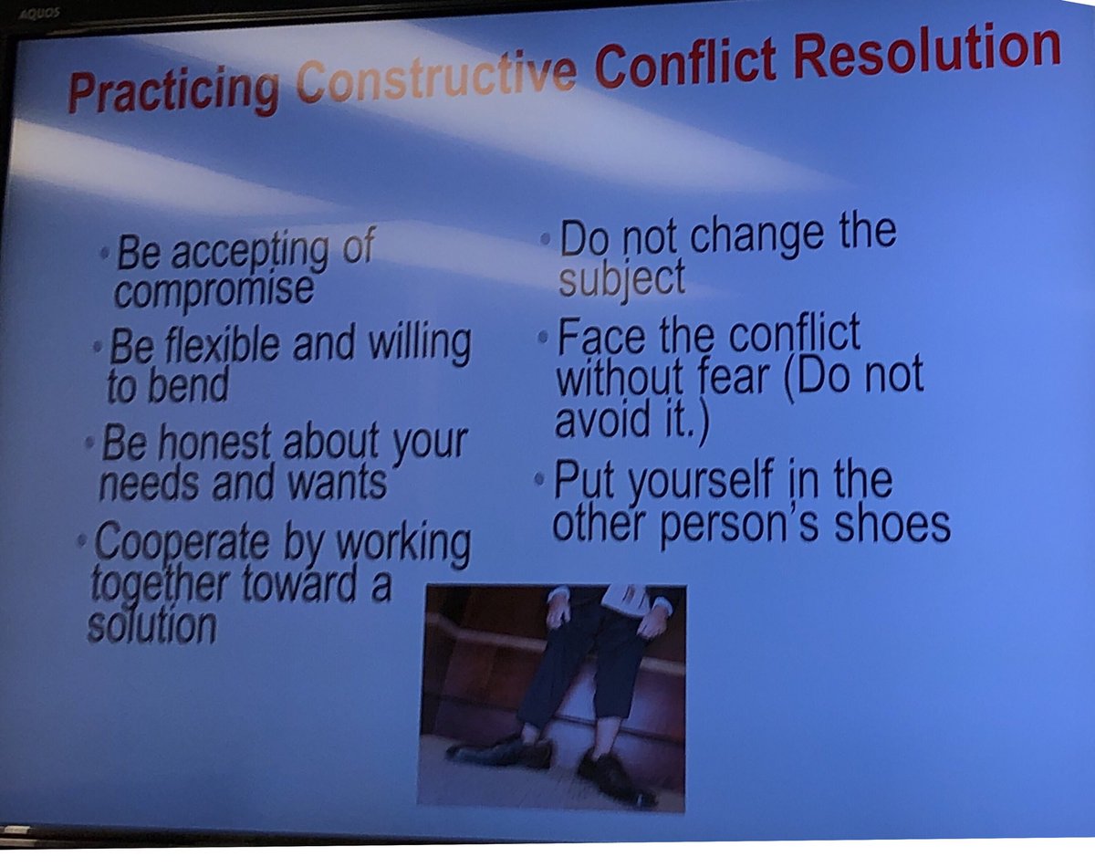 CArnoldMD's tweet image. 3/ Conflict is to be embraced because it is a sign of growth. It can be destructive, unless you take these approaches. Be flexible, be clear about the issues, stay focused, be hard on the problem/kind on the people. Avoidance is usually not helpful. Dr Parwani #FASTPath