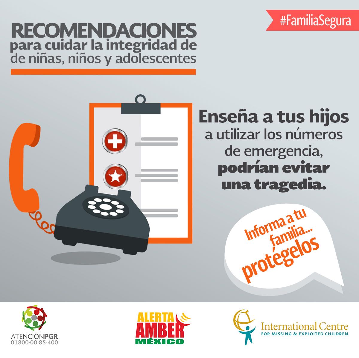 FGRMexico's tweet photo. Porque su seguridad es primero, enseña a niñas, niños y adolescentes a utilizar los números de emergencia en caso de que se encuentren en peligro o alguien les quiera hacer daño: @AAMBER_mx https://t.co/fUIPCM3rCJ