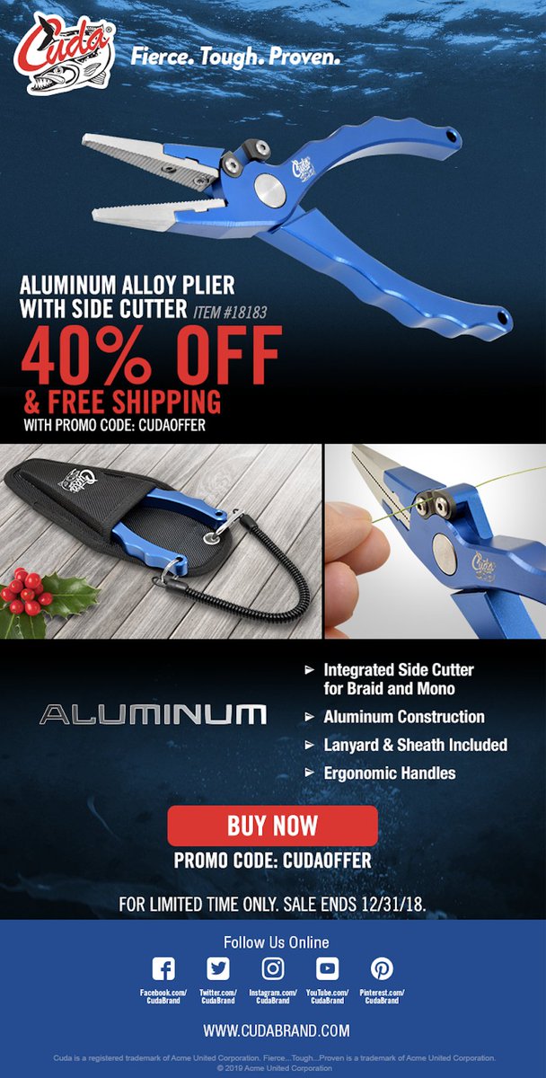 CudaBrand's tweet image. Make sure to take advantage of this smoking deal at cudabrand.com 40% OFF &amp;amp; FREE SHIPPING on the Cuda Brand Aluminum Allow Pliers #deals #cudabrand #cudatools #holidayspecials PROMO CODE : CUDAOFFER