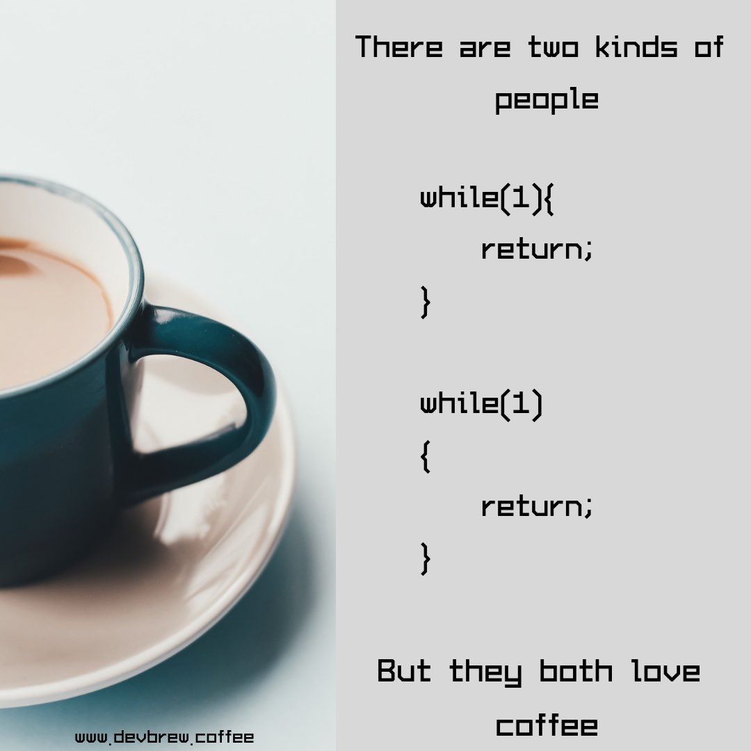 devbrewcoffee's tweet image. Which type are you? 
Check us out ⬇️ 
devbrew.coffee
.
.
.
.
#devbrew #devbrewcoffee #yourtypedoesntmatter #coffee #coffeeaddicts #coffeeholic #thedeveloperscoffee #madebydevelopersfordevelopers #softwaredeveloper #java #c #sql #python #ios #android