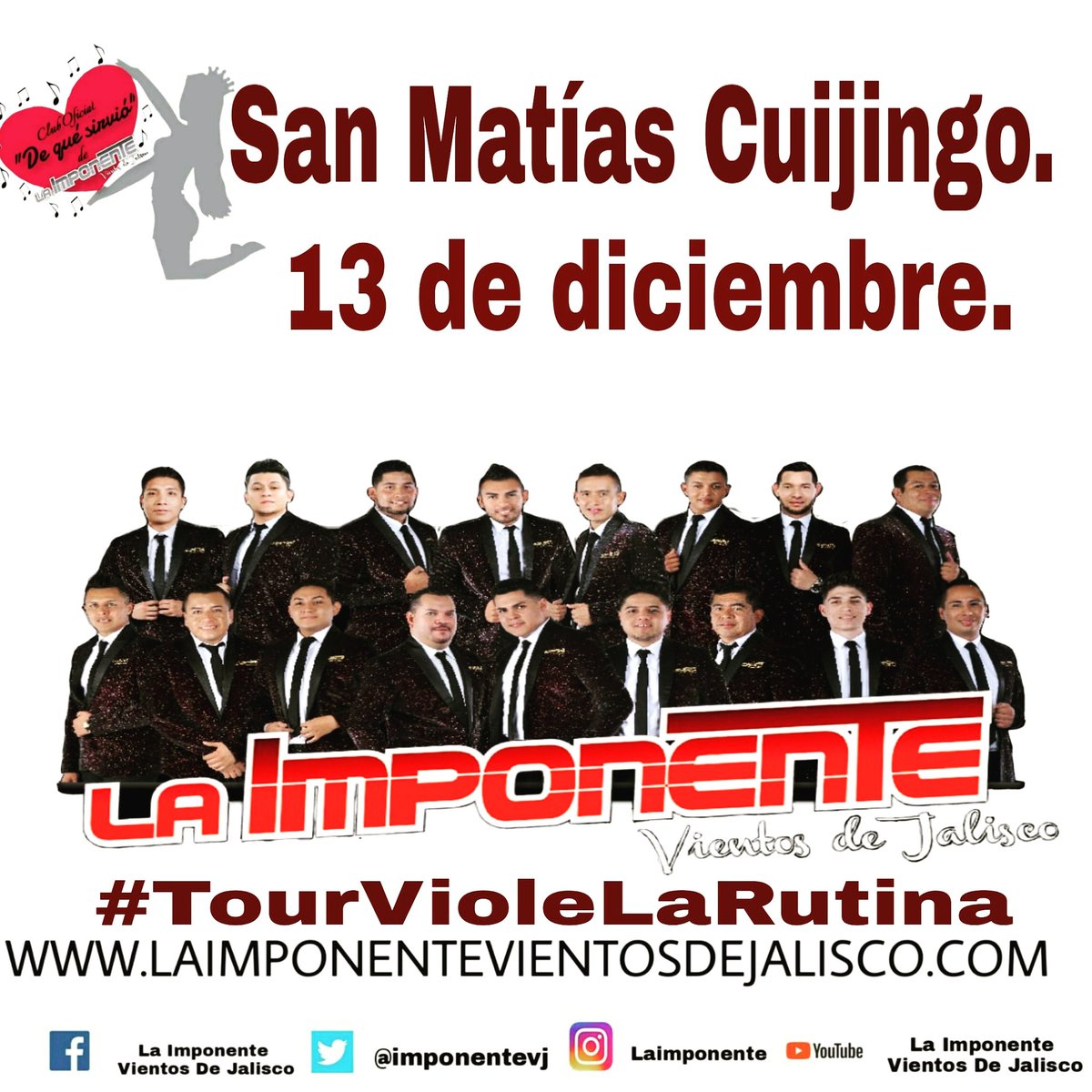 iris011499's tweet photo. ¡Hoy! llega a San Matías Cuijingo.
La Imponente Vientos de Jalisco con todos sus éxitos y su más reciente sencillo #LaHistoriaDeSiempre 
¡No puedes faltar! Ven a bailar,cantar y disfrutar del ritmo y sabor #Imponenteee 👢💃
@laimponentee @ClubDeQueSirvio
#TeamDeQuéSirvió https://t.co/IHPC994yrw