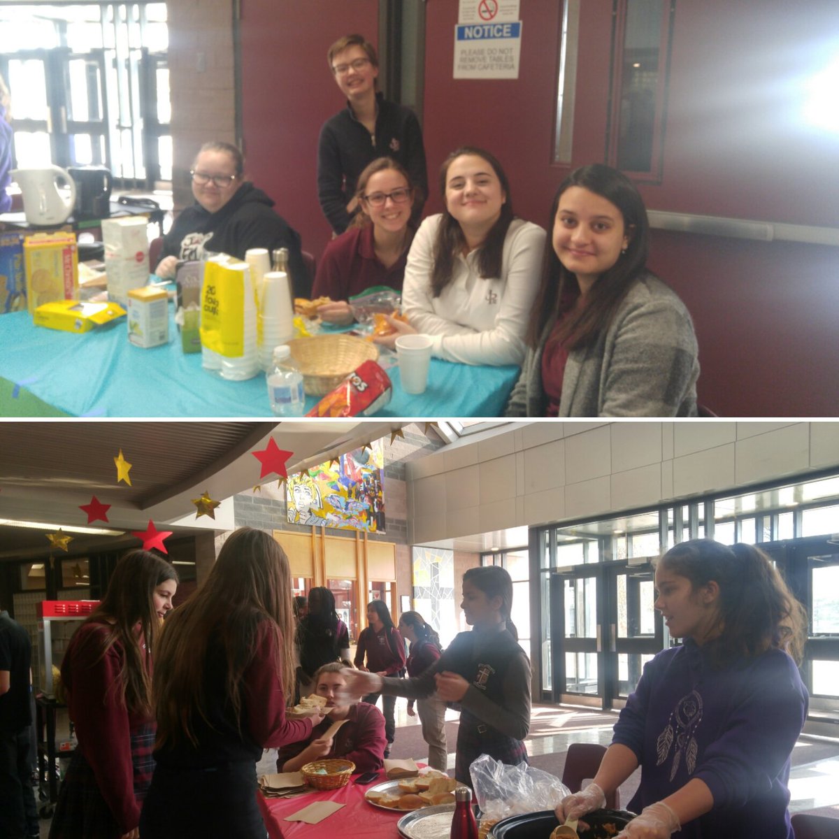 jp2chaplaincy's tweet photo. Christmas Café in the JPII atrium. JAGS FM team serves up some soothing tea and tasty pulled pork. All proceeds support our Be An Angel campaign. @LDCSBSchools @AdminJp2 @JP2Council https://t.co/OI9gYASTqh