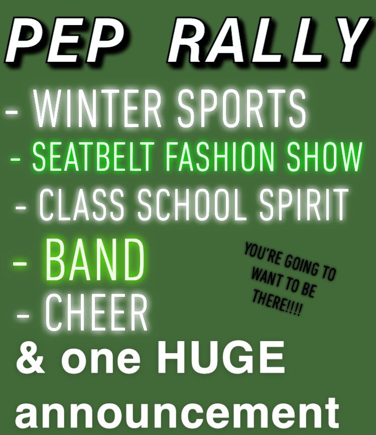 Sicklesspirit's tweet photo. TOMORROW is our winter Pep Rally!!!! It’s going to be so much fun! We want all of you guys to not only be there but BE HYPE!! https://t.co/fs3v1n11Gy