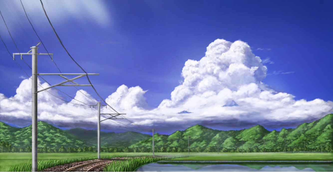 周憂 背景 背景イラスト 自然をメインに描いてみました 雲の描き方がだんだん分かってきたかも T Co 5fxpnap0ra Twitter