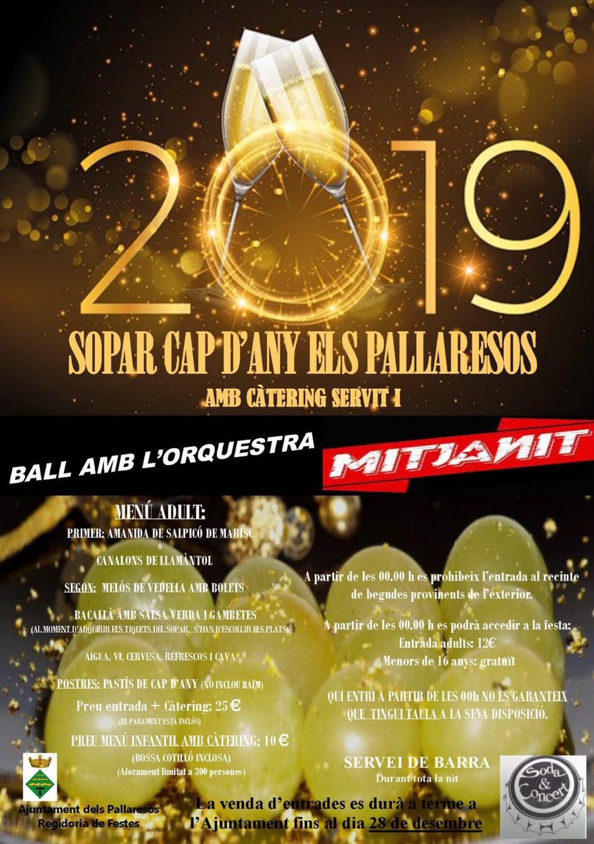LaMitjanit's tweet photo. #Capdany2019 #ElsPallaresos RT? @agendaBaixCamp @TGNdigital @ANCPallaresos @omniumbaixcamp @ConcertsxCat @ANCTarragona @lEraVinyols @lamurtrera @JovesValls @festa_catalunya @AgendaConcertsC @CDRConstanti @ateneulamina @cap_d_any @ANC_Altafulla https://t.co/Iid9vwZIhl