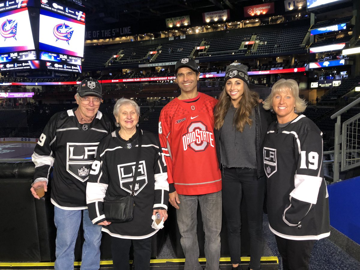 Patrick_ONeal's tweet photo. The very cool Iafallo family drove from Buffalo to Columbus to see Alex and the Kings!! Dad had to show his love for THE Ohio State University where @juls_iafallo starred on the ice! https://t.co/2HiUdszoiB