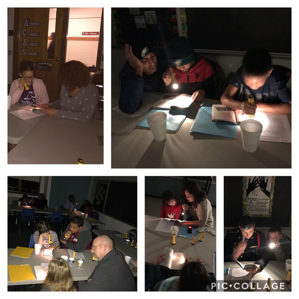 KurtzClassroom's tweet photo. Math and Literacy Night was a success tonight!!! 😀 #flashlightreading #bondingtime @SilverSpringES https://t.co/5O7Jbip2g2