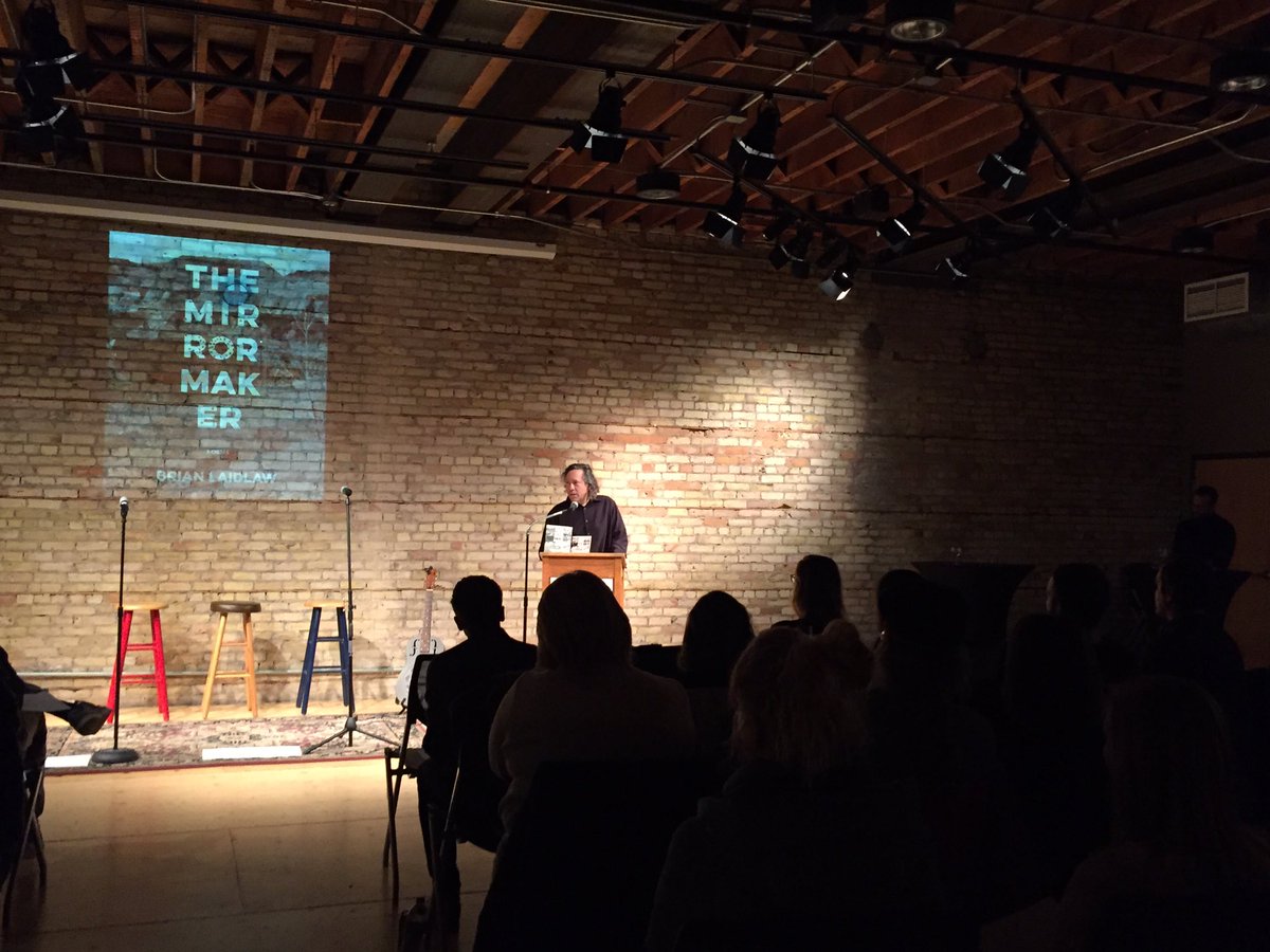 Milkweed_Books's tweet photo. And #TheMirrormaker launch is off! “Brian Laidlaw’s first project did exactly what Emily Dickinson said poetry should do, which is that it took the top of my head right off, and I’m thrilled to say it’s stayed off ever since,” said Eric Lorberer of @RainTaxiReview says. https://t.co/PrNNmCuVJT