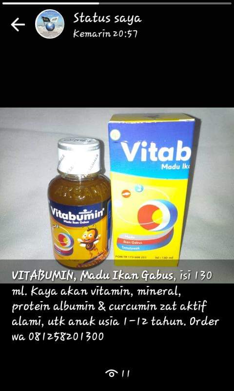 *VITABUMIN*, Madu Ikan Gabus isi 130 ml, untuk anak usia 1-