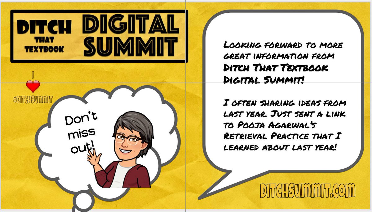 jeanmpotter's tweet photo. Ditch That Textbook Digital Summit is almost here! Be sure to sign up at https://t.co/fvuX6lJBRx. #DitchSummit #DitchContest #OPSRCommittED @OK_PSRC https://t.co/EylrFjrkge