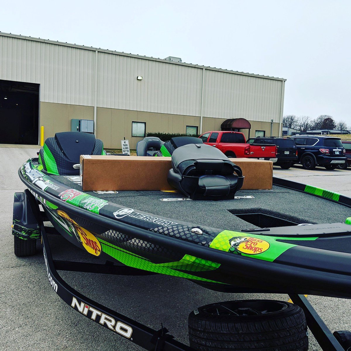 Sneak peak of the battleship for 2019 rolling out of the factory in Mizzou!  Can’t wait to finish the rigging and get to fishing! @nitroboats @bassproshops @majorleaguefishingofficial