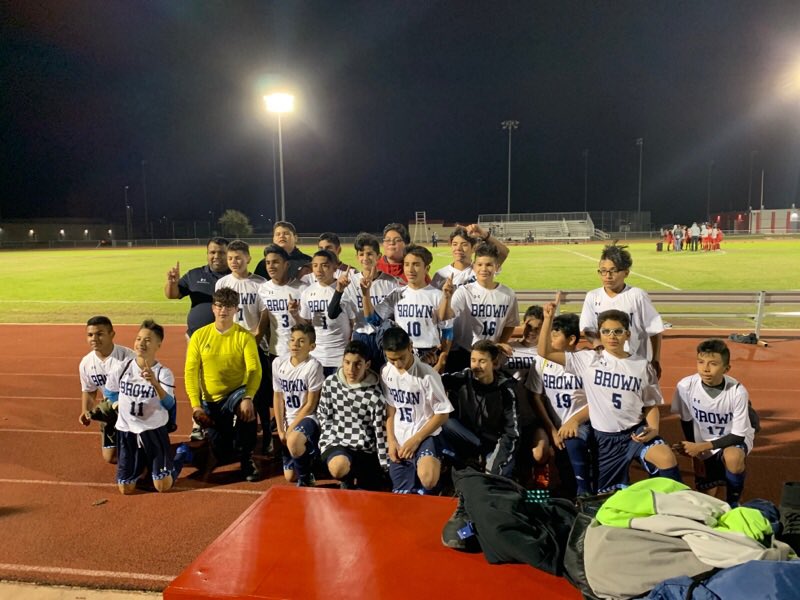 bmsdobies's tweet photo. Congratulations to our 8th grade Soccer team on their victory over LJ Saenz. With the win our boys clinched the District Championship! #TrainToWin #PlayToWin #DistrictChamps https://t.co/b4ISalsrwe