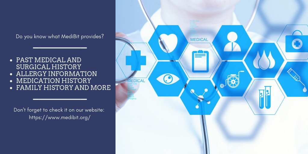 OfficialMedibit's tweet image. Do you know what MediBit provides? Learn more about our project at medibit.org

#MediBit #bitcoin #Ethereum #Blockchain