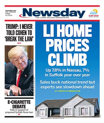 Friday's @Newsday cover: Home prices on Long Island jumped again last month, but rising inventory and uneven sales activity indicate the market may be starting to slow down, a new report shows. nwsdy.li/2UIENfu