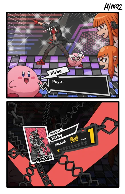 Kirby's one of those weird social links where you don't actually do anything and Kirby saves you instead 