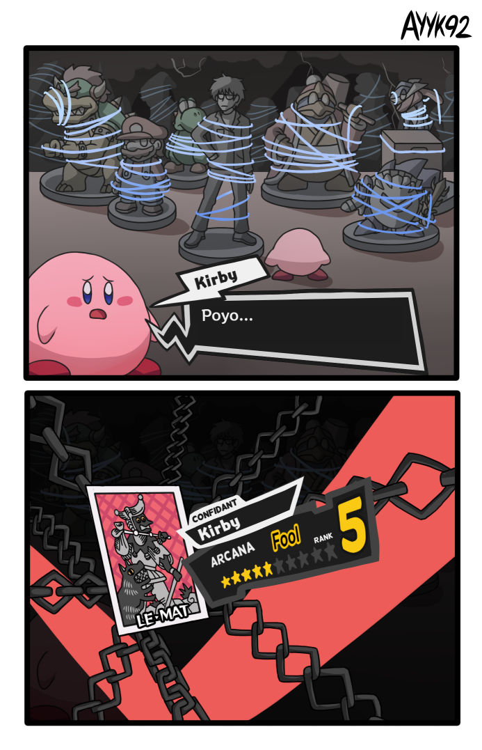 Kirby's one of those weird social links where you don't actually do anything and Kirby saves you instead