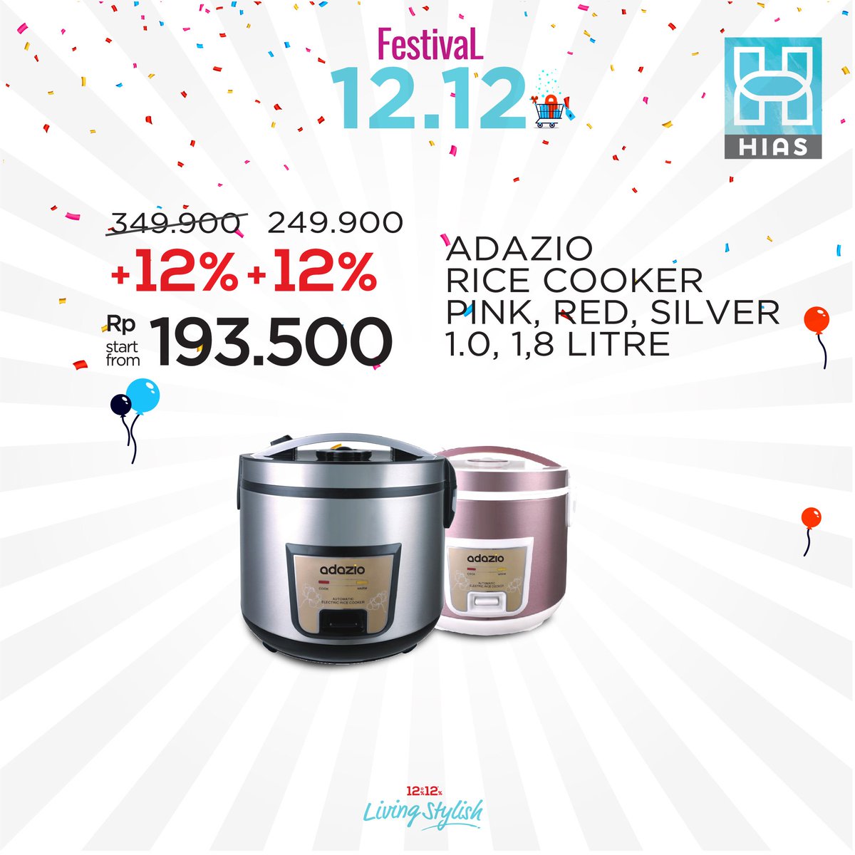 Stylish people! Segera kunjungi store HIAS terdekat Anda dan nikmati promo spesial 12.12 juga penawaran menarik khusus dari HIAS sampai dengan 31 Desember 2019! Manfaatkan kesempatan ini dan jangan sampa anda menyesal!