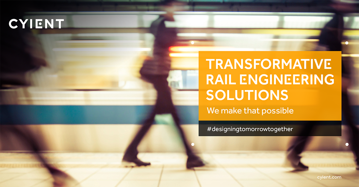 Cyient's tweet image. A leading global #railOEM successfully deliver a highly-complex, high-impact #railengineering project on-time and in-budget. Discover how we seamlessly partnered with our client to help achieve the same. Learn more #designingtomorrowtogether #railways go.cyient.com/designing-tomo…