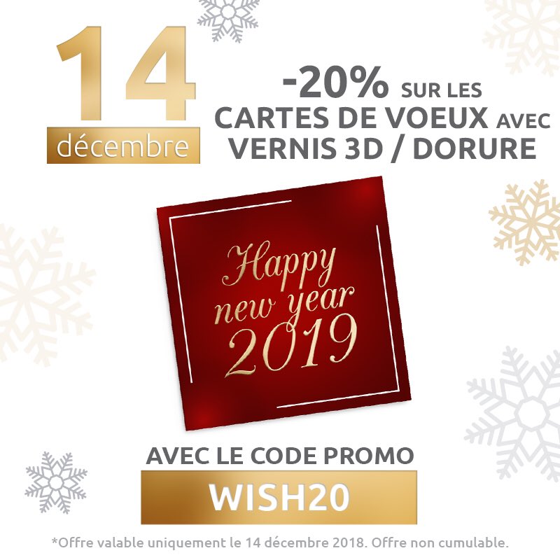 COMOPRINT's tweet image. Aujourd’hui donnez du relief à vos cartes de vœux ! Profitez de 20% de réduction sur les cartes de vœux avec vernis 3D et dorure ! N’attendez plus et venez vite sur comoprint.com !
.
#or #argent #3D #vernis #print #printworks #voeux #Noël #avent #dorure #imprimerie
