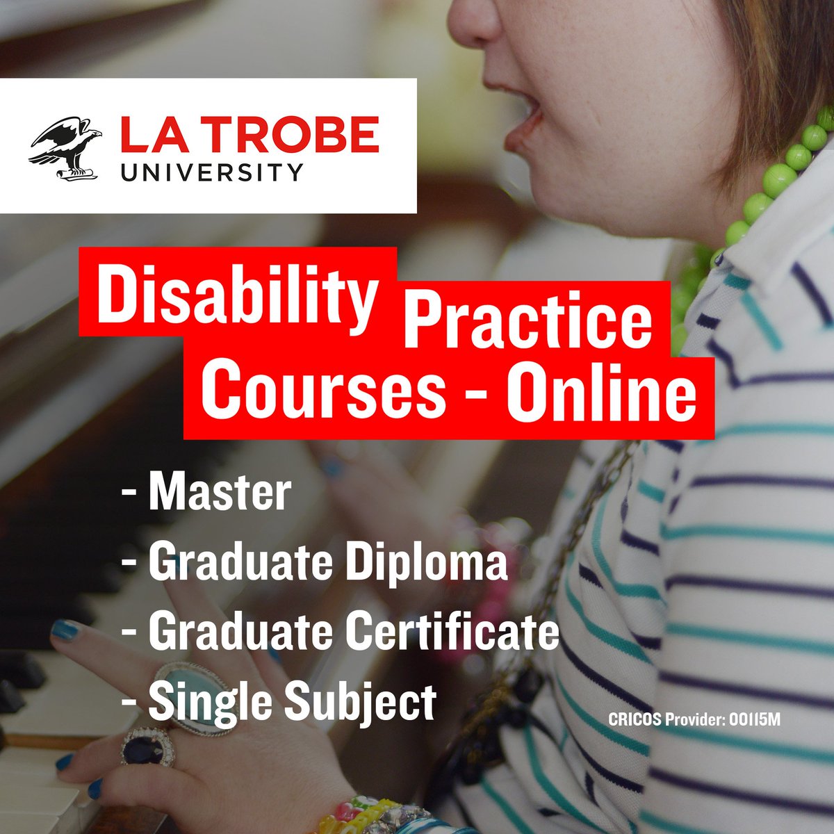 LIDSLaTrobe's tweet image. Learn at @latrobe from leading disability researchers. Complete a Master OR Graduate Diploma OR Graduate Certificate OR a single subject in Disability Practice. Upskill your theory and practice. Study online from anywhere in Australia. bit.ly/LiDs-Courses
