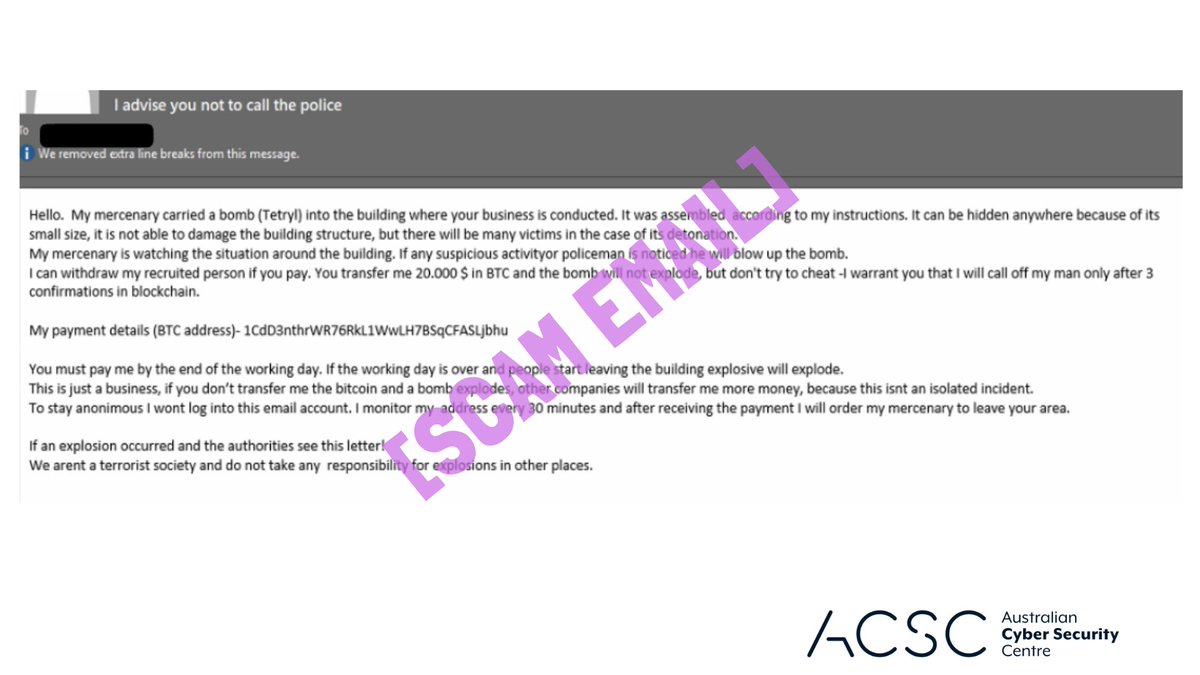 ASDGovAu's tweet photo. Not sure if it's a scam? Check out the email scams causing all the fuss today.

For more information: https://t.co/allAsR46fw
#ozcyber #scamemail #bealert #cybersecurity https://t.co/tU37HJQenD