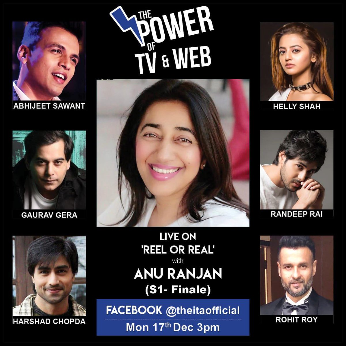 TheITA_Official's tweet image. The Power of TV &amp;amp; WEB.. Watch Anu Ranjan with Abhijeet Sawant, Helly Shah, Gaurav Gera, Randeep Rai, Harshad Chopda &amp;amp; Rohit Roy Facebook Live on Reel or Real with Anu | Finale | at Facebook.com/theitaofficial | Mon. 17th Dec. 3pm #reelorrealwithanu @gauravgera