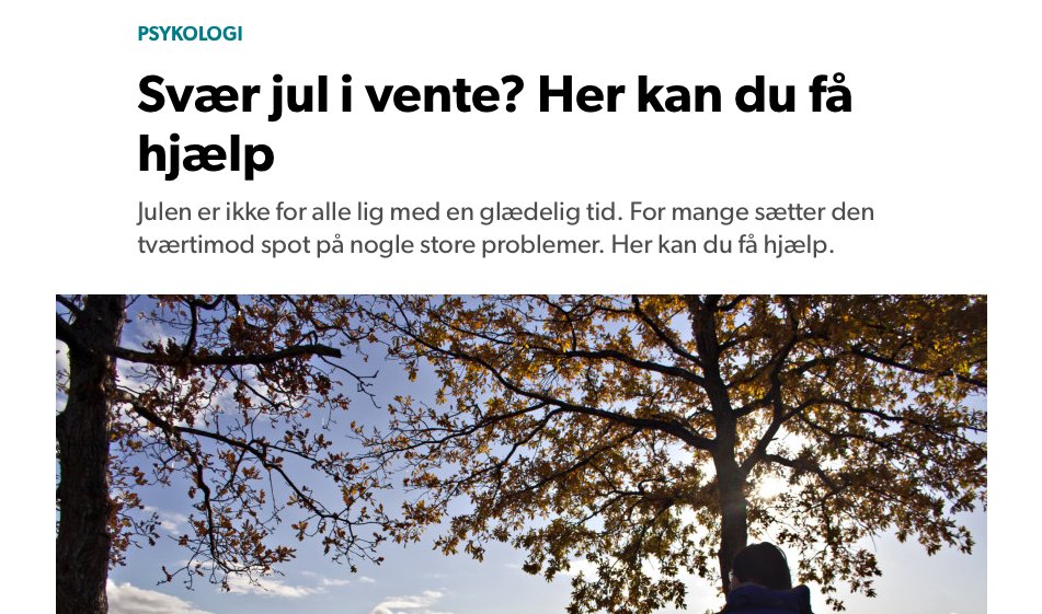 Bag låge nr. 14 har vi fundet en artikel, der giver et overblik over nogle af de muligheder, der er for at få rådgivning og støtte for børn og voksne, hvis julen er en særlig svær eller ensom tid.
Find artiklen her: buff.ly/2GduTzq
#Brydtavsheden #enafos