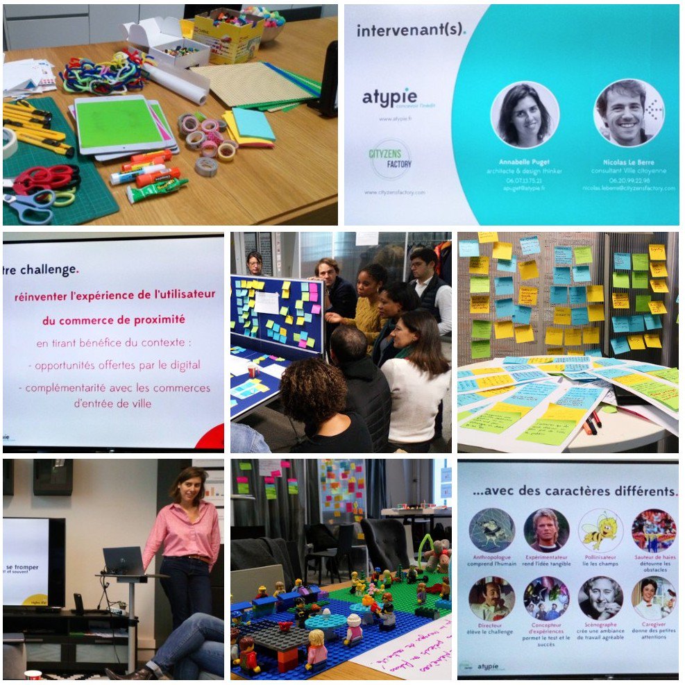 MissSwingy's tweet photo. 🚀[#DesignThinking] 
Merci à Annabelle &amp; Nicolas pour cet atelier "learning by doing" #CommerceEtTerritoire très inspirant ! 👌Un apprentissage de la méthode efficace. cc @MoaNabti 😉
#prototypage #innovation #meetup #usercentric #UX #empowerment #experimentation #SmartCity https://t.co/YW2NsZWHYT